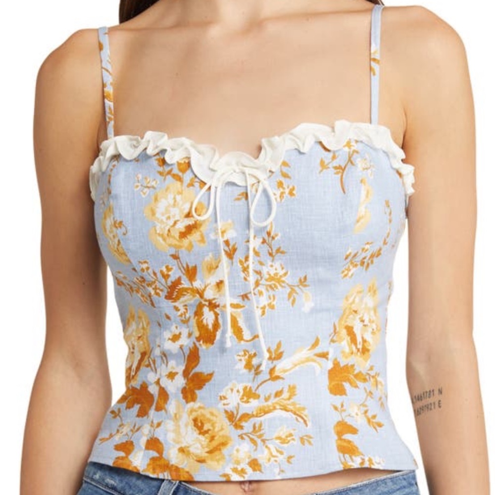 Reformation Skylar Linen Top Heavenly Size 4 worn once - Picture 3 of 11